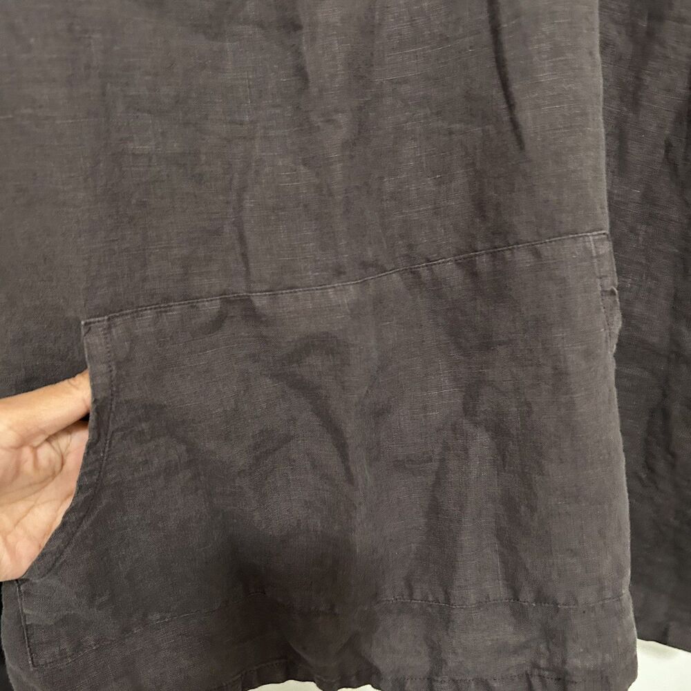 Bryn Walker Linen Tunic Black V-Neck Pocket 3/4 Sleeve Judy Kangaroo Pocket XL - Picture 6 of 6